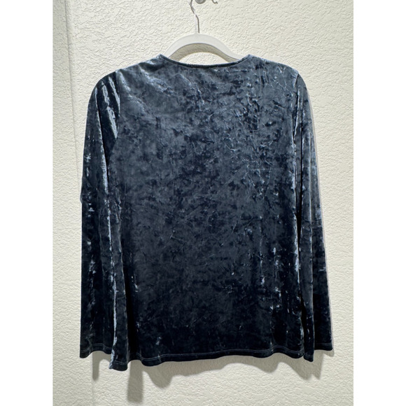 Pleione Blue Velvet Long Sleeve Knot Front Shirt Sz S Dark Fairy Y2K WhimsiGoth - Picture 2 of 7